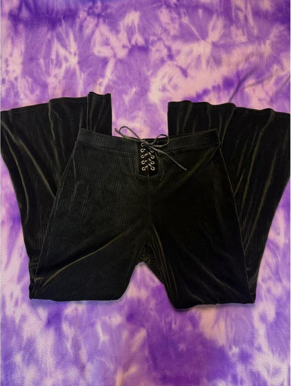 Killstar black velvet bell bottom flares pants witchy vibes
